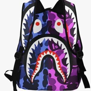 New Shark Teeth Backpacks Travel Daypack Bags For Kids (Blue Purple)
